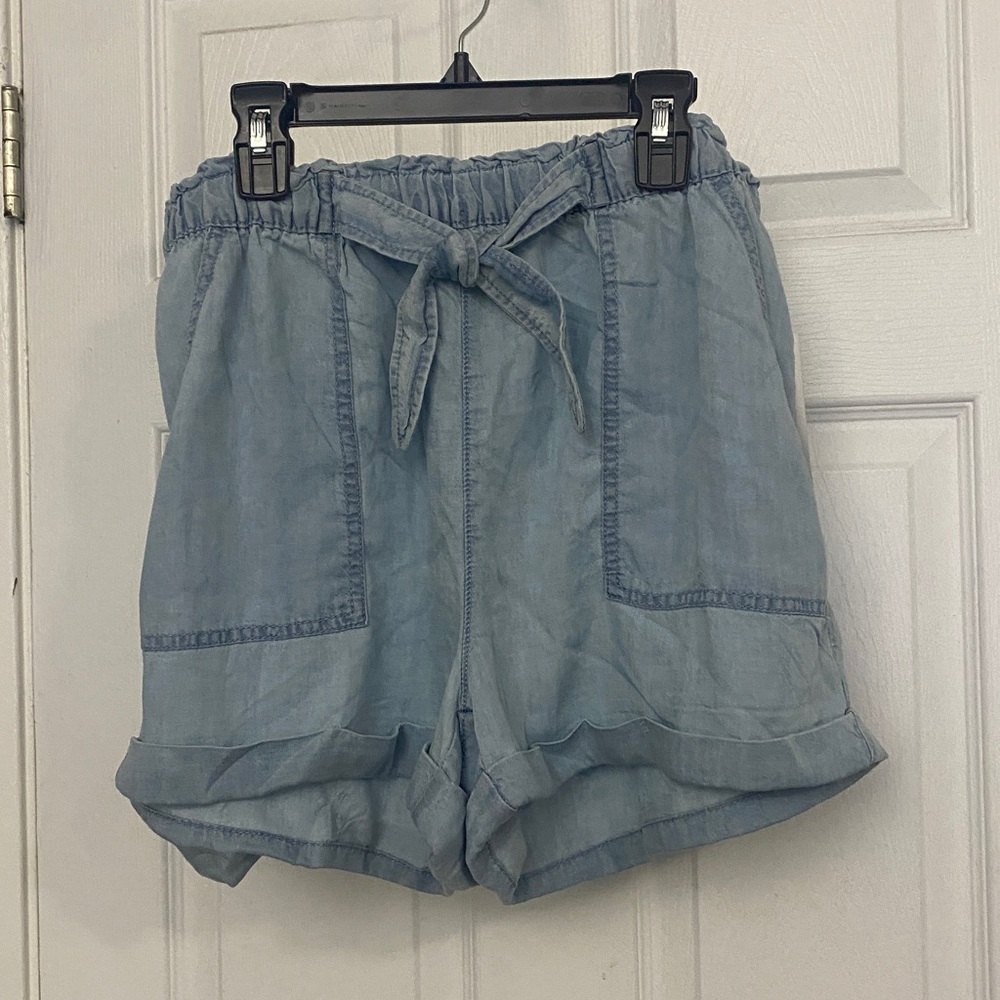 Light Wash Paper Bag Shorts